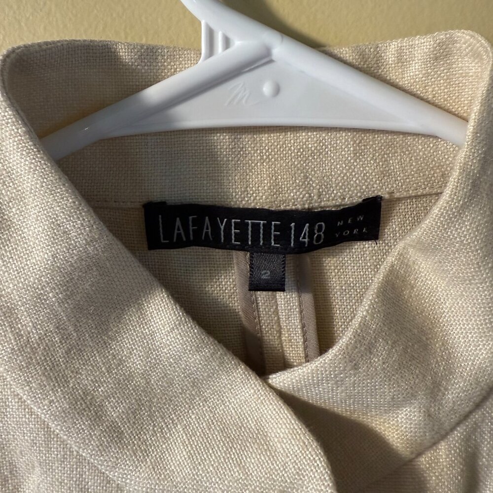 Lafayette 148 Cream Linen Button Front Jacket - image 2